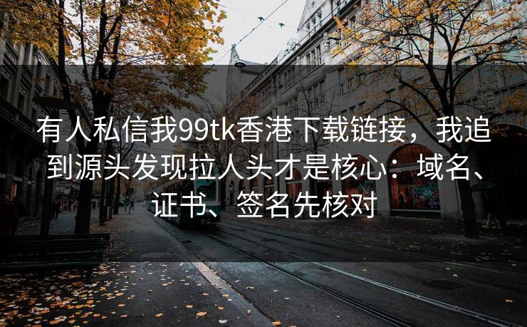 有人私信我99tk香港下载链接,我追到源头发现拉人头才是核心:域名、证书、签名先核对 有人私信我99tk香港下载链接,我追到源头发现拉人头才是核心:域名、证书、签名先核对
