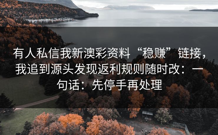 有人私信我新澳彩资料“稳赚”链接,我追到源头发现返利规则随时改:一句话:先停手再处理 有人私信我新澳彩资料“稳赚”链接,我追到源头发现返利规则随时改:一句话:先停手再处理